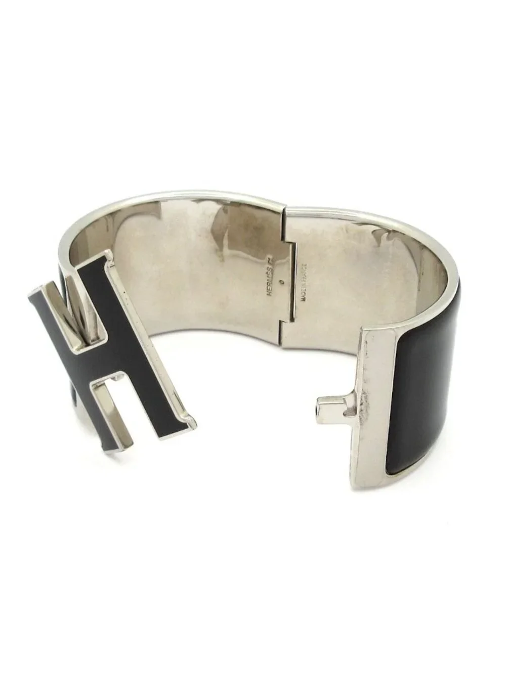 Hermes Bangle Clic Clac TGM Silver Black Bracelet